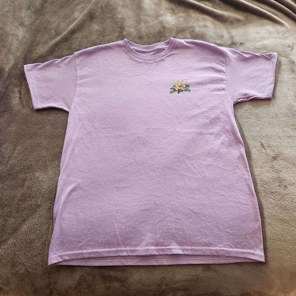 Obey Men's T-Shirt Peach Flower Size M 100% Cotton